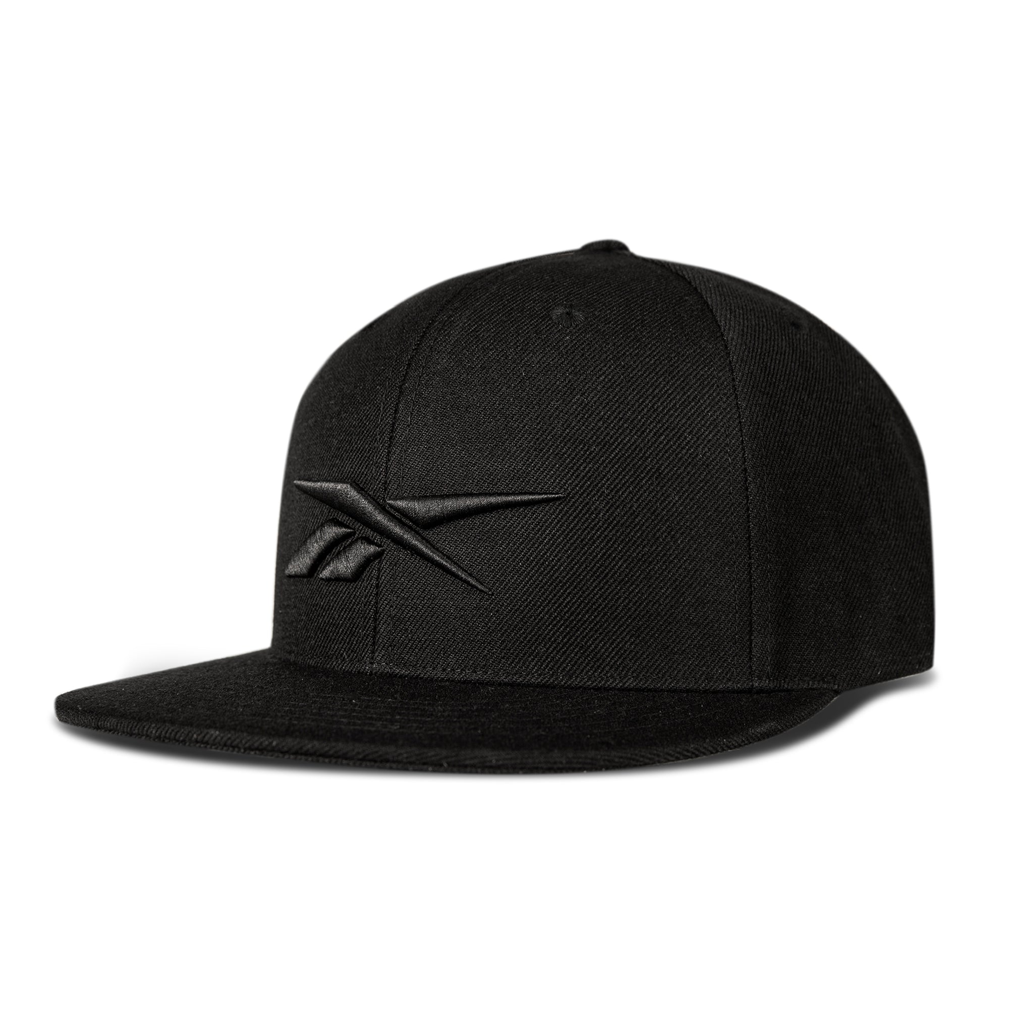 Black cap with a logo on a white background