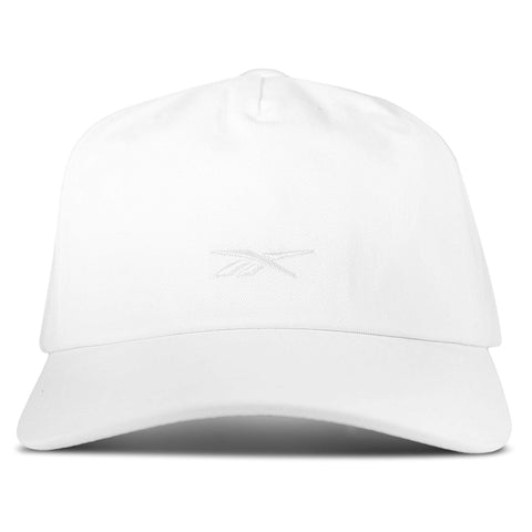 The Reebok Logo S-Vector Cap is crafted from cotton twill with a curved brim, an adjustable snapback closure, and a subtle embroidered front logo.