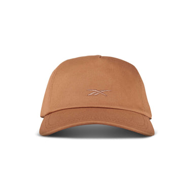 The Reebok Logo S-Reebok Vector Cap is a brown baseball cap with a curved brim and an embroidered Reebok logo on the front, shown facing forward against a white background.