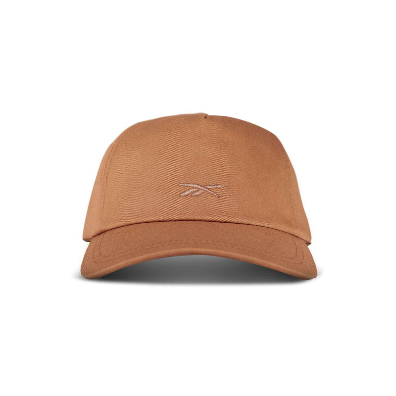 The Reebok Logo S-Reebok Vector Cap is a brown baseball cap with a curved brim and an embroidered Reebok logo on the front, shown facing forward against a white background.