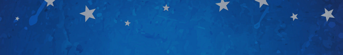 A blue background with various white stars scattered across it, resembling a night sky. The stars are of different sizes and appear randomly placed.