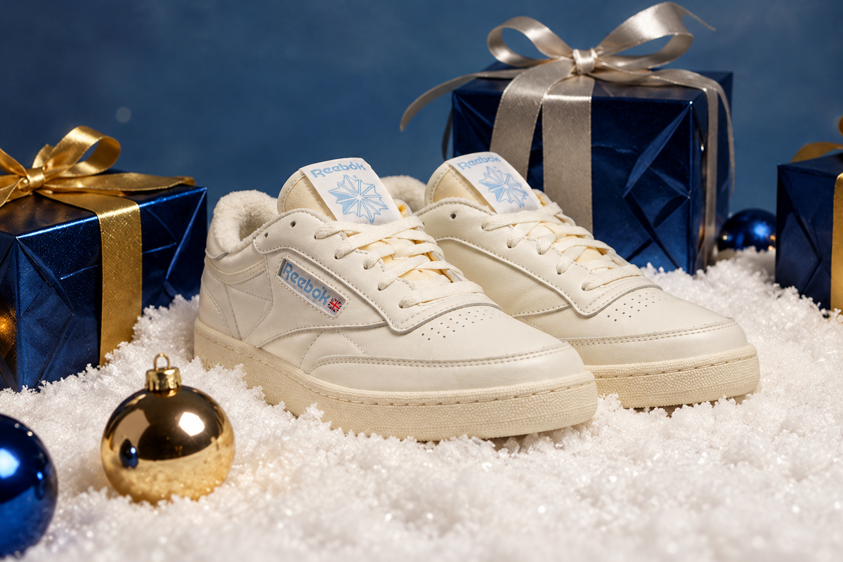classic reebok sneakers in snow