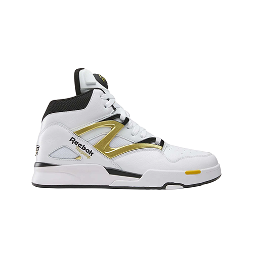 White, Gold and Black Reebok Omni Pump Retro Basketball Shoe